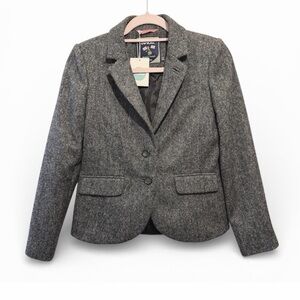 Boden British Tweed by Moon Gray Wool Herringbone Blazer 4P
